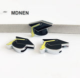 50PCS 8MM Enamel Slide Charms Bachelor Hat Slide Letters Fit 8mm Belts Bracelets