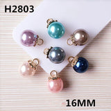 50PCS Colorful Round Pearls Charms 16MM DIY Alloy Bracelet Necklace