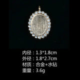 50pcs Oval Set Base Blank Necklace Pendants Crystal Rhinestone Metal Pendants