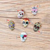 50pcs Floral Cross Skull Head Pendant Charms for DIY Jewelry Making