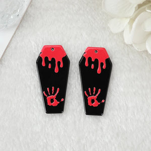 50Pcs Bloody Horror Coffin Halloween Charms For Diy Earring Necklace