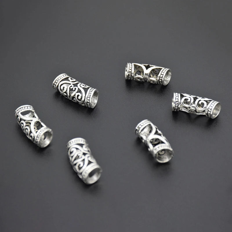 50Pcs Metal Filigree Curved Spacer Tube Beads Hair Ring 25x10mm
