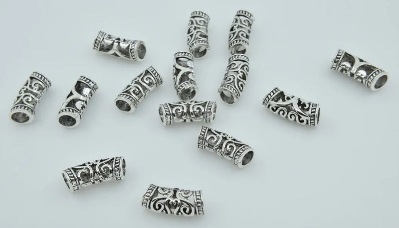 50Pcs Metal Curved Spacer Tube Beads Hair Dreadlocks 25mm