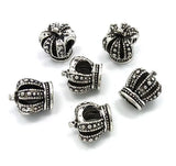 50pcs 11mm Antique Silver Crown Big Hole Alloy Beads European Bracelet DIY