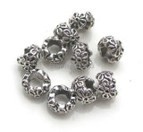 50pcs 12mm Antique Silver Flower Alloy Beads for European Bracelet DIY