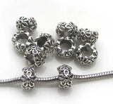 50pcs 12mm Antique Silver Flower Alloy Beads for European Bracelet DIY