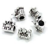 50pcs Antique Silver Plated Castle Beads for European Bracelet Charms DIY