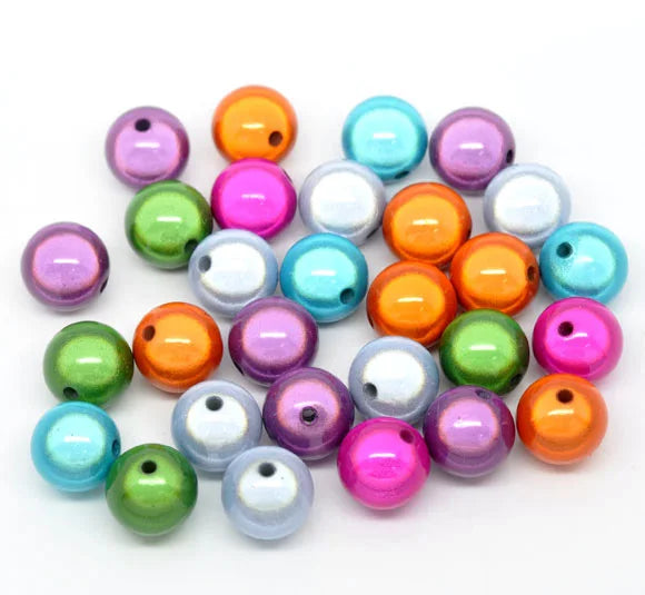 50pcs 16mm Mixed Miracle Acrylic Round Spacer Beads Charm Wholesale
