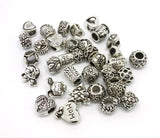 50pcs Antique Silver Plated Big Hole Beads Charms for European Bracelet DIY