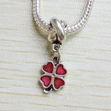 50pcs Silver Plated Clover Charms Pendant Beads for Bracelet DIY