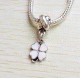 50pcs Silver Plated Clover Charms Pendant Beads for Bracelet DIY