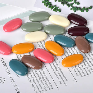 50pcs/Lot Oval Round Acrylic Beads 34*19MM Solid Colors Earring Jewelry DIY
