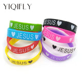 50pcs Love JESUS Silicone Wristbands Bracelets Random Colors