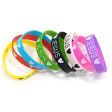 50pcs Love JESUS Silicone Wristbands Bracelets Random Colors