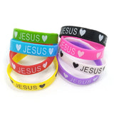 50pcs Love JESUS Silicone Wristbands Bracelets Random Colors