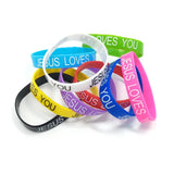 50pcs Love JESUS Silicone Wristbands Bracelets Random Colors