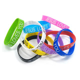 50pcs Love JESUS Silicone Wristbands Bracelets Random Colors