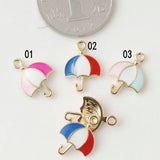 50pcs Mix Colors Striped Umbrella Alloy Charms Enamel Charm