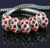 50pcs Silver Plated Red Rhinestone Spacers Beads for Bracelets