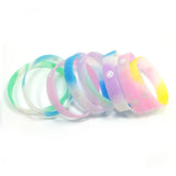 50pcs Smile Face Print Luminous Silicone Bracelets Mix Colors Randomly