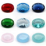 50pcs Loose Glass Stones Oval Shape Machine Cut Synthetic Gemstone for Jewelry