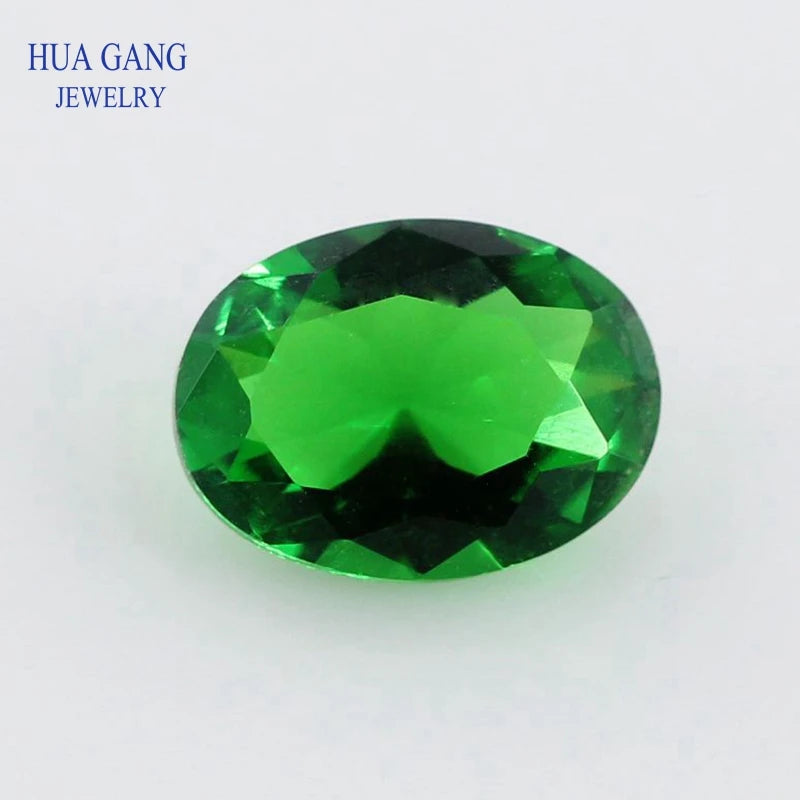 50pcs Loose Glass Stone Oval Shape Machine Cut Synthetic GemStone