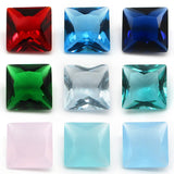50pcs 3x3-12x12mm Square Glass Stone Red Green Synthetic GemStone Loose