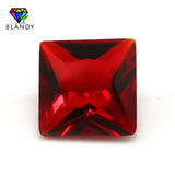 50pcs 3x3-12x12mm Square Glass Stone Red Green Synthetic GemStone Loose