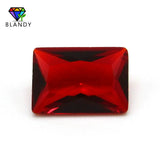 50pcs Mixed Loose Glass Stone Rectangle Cut Red Green GemStone