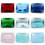 50pcs Mixed Loose Glass Stone Rectangle Cut Red Green GemStone