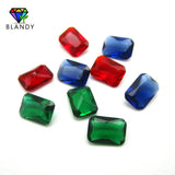 50pcs Octangle Cut Glass Stones 3x5~10x12mm Loose Red Green Synthetic Stones