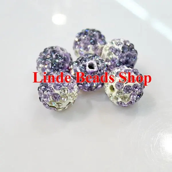 50pcs/pack 10mm Clay Crystal Beads Christmas Ornaments Amethyst Color SH10040