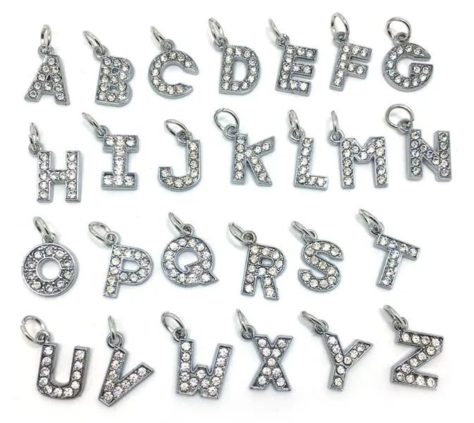 52pcs Mixed Rhinestone Alphabet Letter Charms for European Bracelet DIY