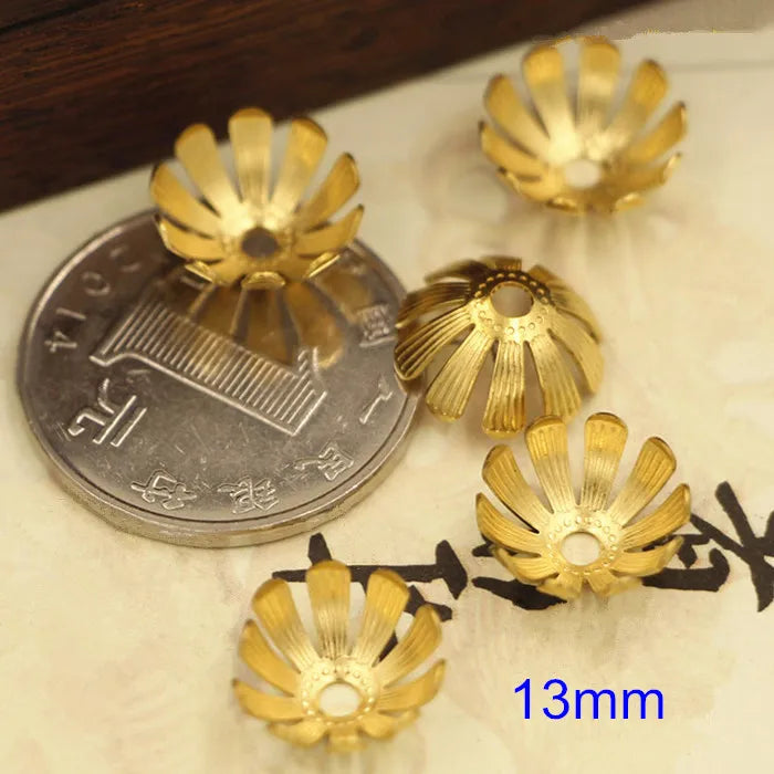 60 pcs Brass Bead Caps 13mm Jewelry Findings
