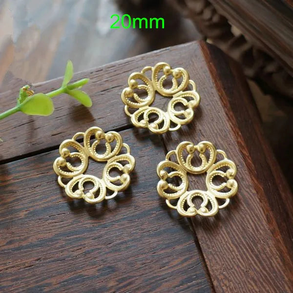 60 pcs 20mm Metal Bead Caps, Filigree Copper Flower End Caps