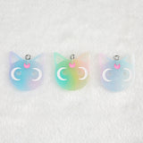 60Pcs Moon Cat Resin Charms Necklace Pendant Keychain Diy Making