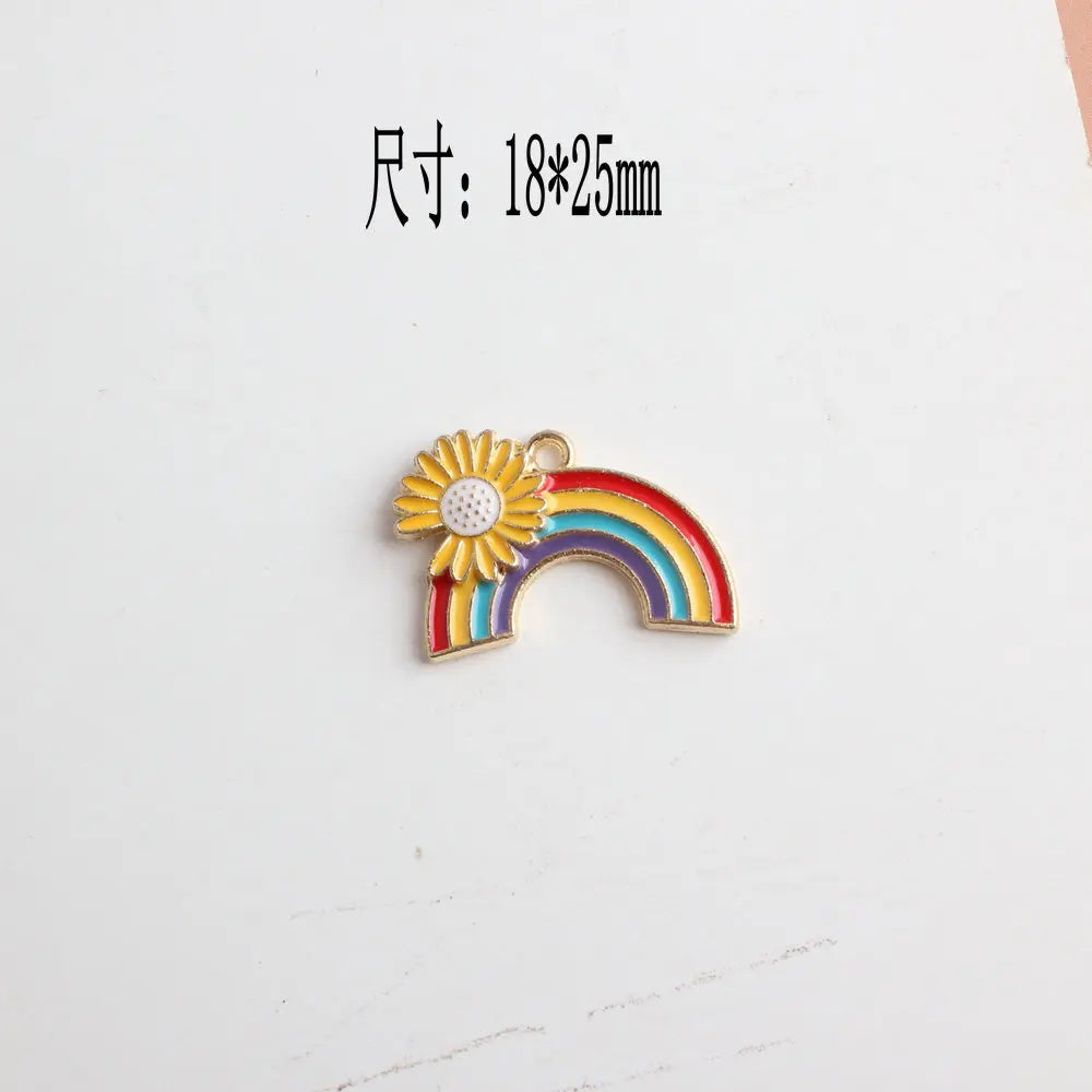 60pcs Daisy Flower Rainbow Alloy Colorful Necklace Pendants Tone Plated Charms