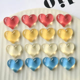 60pcs Flatback Jelly Resin Heart Cabochons Ornament DIY Material