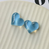 60pcs Flatback Jelly Resin Heart Cabochons Ornament DIY Material