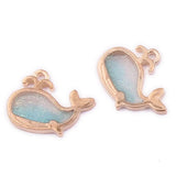 60pcs Glitter Double Colors Enamel Alloy Charms Animal Whale Fish Metal Ornament