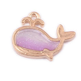 60pcs Glitter Double Colors Enamel Alloy Charms Animal Whale Fish Metal Ornament