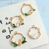 60pcs Floral Circle Earring Pendants Hollow Out Rabbit Carrot Fruit Pendant