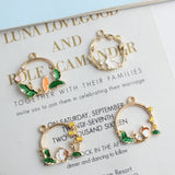 60pcs Floral Circle Earring Pendants Hollow Out Rabbit Carrot Fruit Pendant