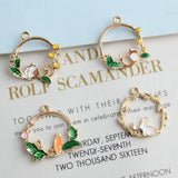 60pcs Floral Circle Earring Pendants Hollow Out Rabbit Carrot Fruit Pendant