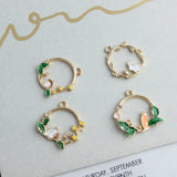 60pcs Floral Circle Earring Pendants Hollow Out Rabbit Carrot Fruit Pendant