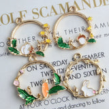 60pcs Floral Circle Earring Pendants Hollow Out Rabbit Carrot Fruit Pendant