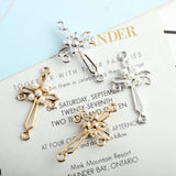 60pcs 22*41MM Pearl Rhinestone Cross Shape Pendant Charms