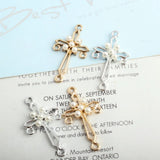 60pcs 22*41MM Pearl Rhinestone Cross Shape Pendant Charms