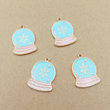 60pcs 23*16mm Enamel Snowflake Ball Charms DIY Jewelry Findings Pendants