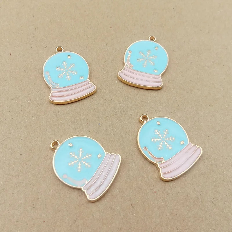 60pcs 23*16mm Enamel Snowflake Ball Charms DIY Jewelry Findings Pendants